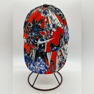 NIKE BALL CAP BRIGHT RED, BLUE, BLACK & WHITE FLORAL TROPICAL DESIGN ONE SIZE